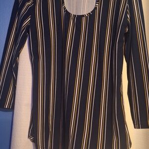 No Boundaries Navy and Yellow Striped Long Sleeve Top